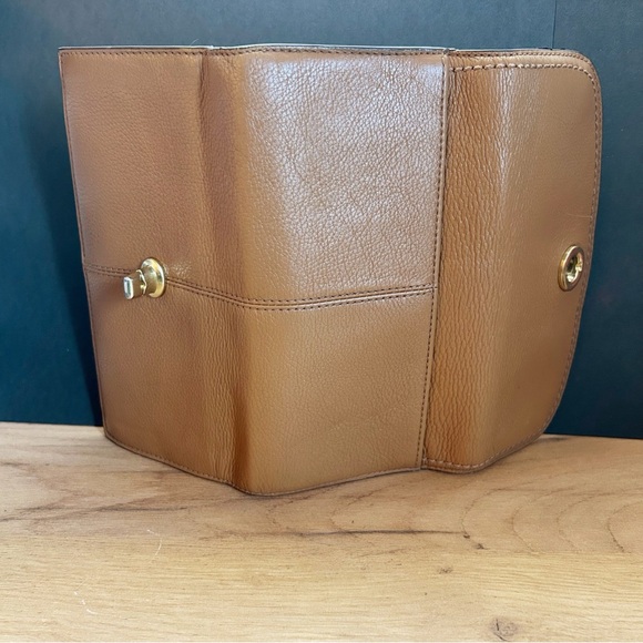 Coach Park Pebbled Leather Turnlock Tan Slim Envelope Wallet VTG EUC - Picture 9 of 15